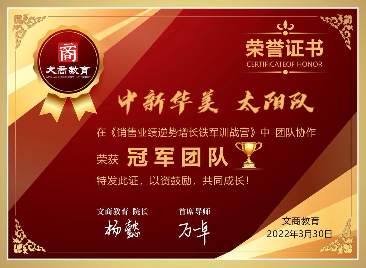 時間在哪里，成果就在哪里丨祝賀青島中新華美《銷售業(yè)績逆勢增長鐵軍訓(xùn)戰(zhàn)營 》完美收官！